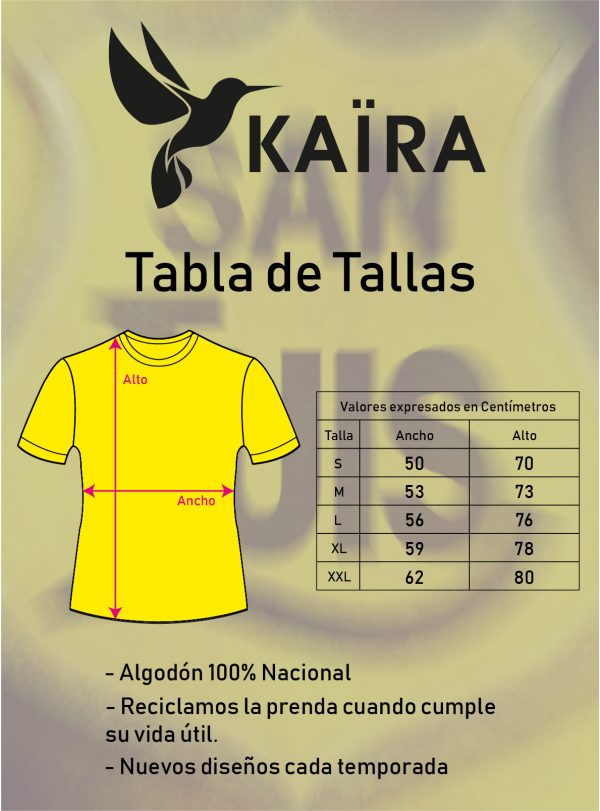 Tabla de Tallas San Luis-01 Polera Algodón San Luis de Quillota - Escudo 1919